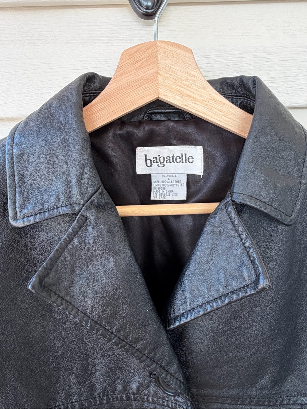 bagatelle Black Button-Front 100% Leather Jacket - Picture 3 of 7